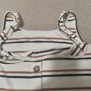 Striped Tank Top with Button Detail